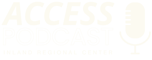 The IRC Access Podcast logo featuring a white microphone on the right side