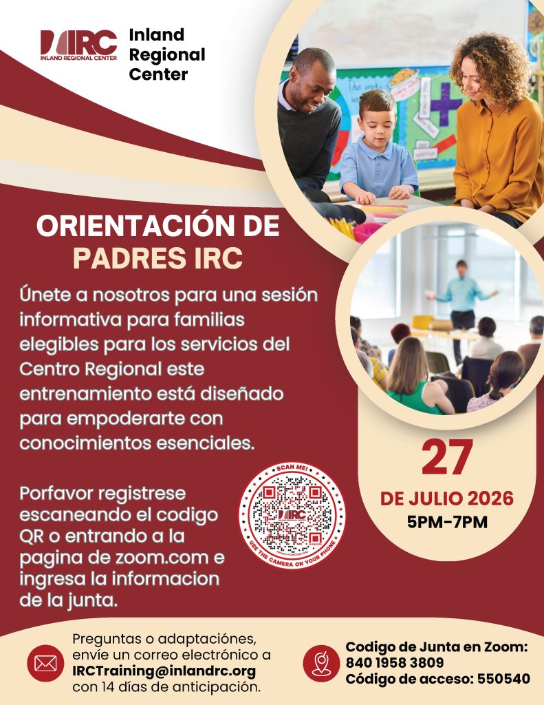 Spanish flyer for a new parent orientation training in July 2026